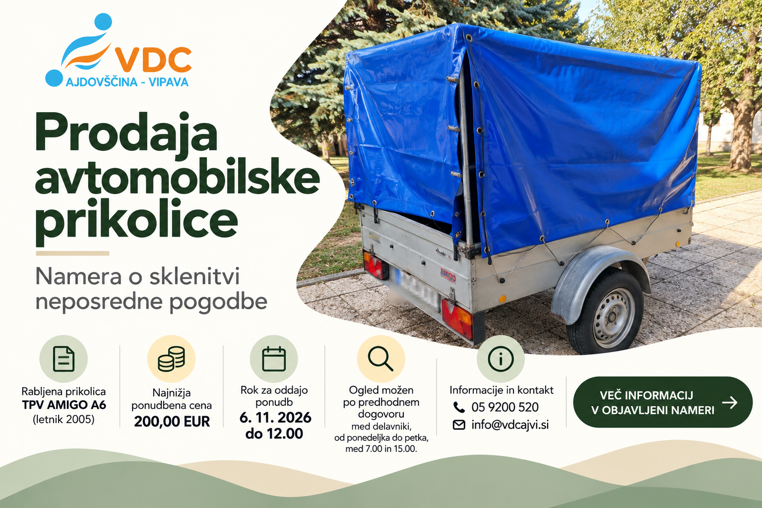Oglas Prodaja avtomobilske prikolice